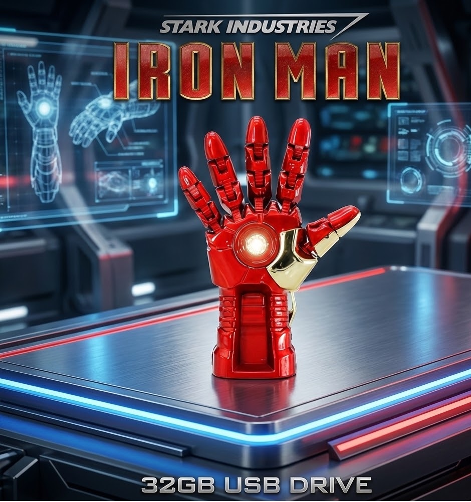 Memoria USB 32GB Edición Iron Man - Mano Articulada de Colección