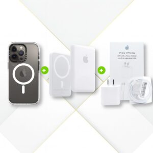 Combo MagSafe OEM: Cargador de pared + Batería MagSafe + Funda para iPhone