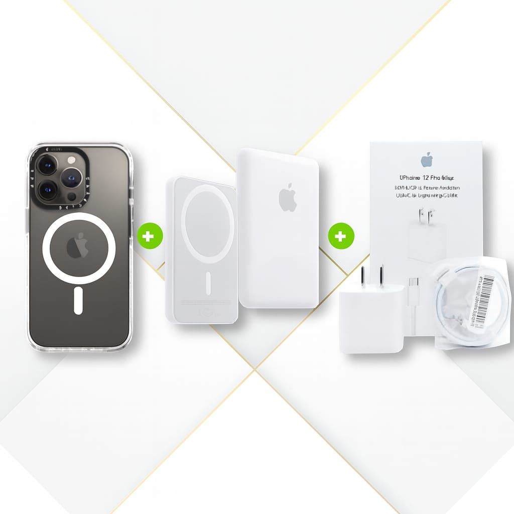 Combo MagSafe OEM: Cargador de pared + Batería MagSafe + Funda para iPhone