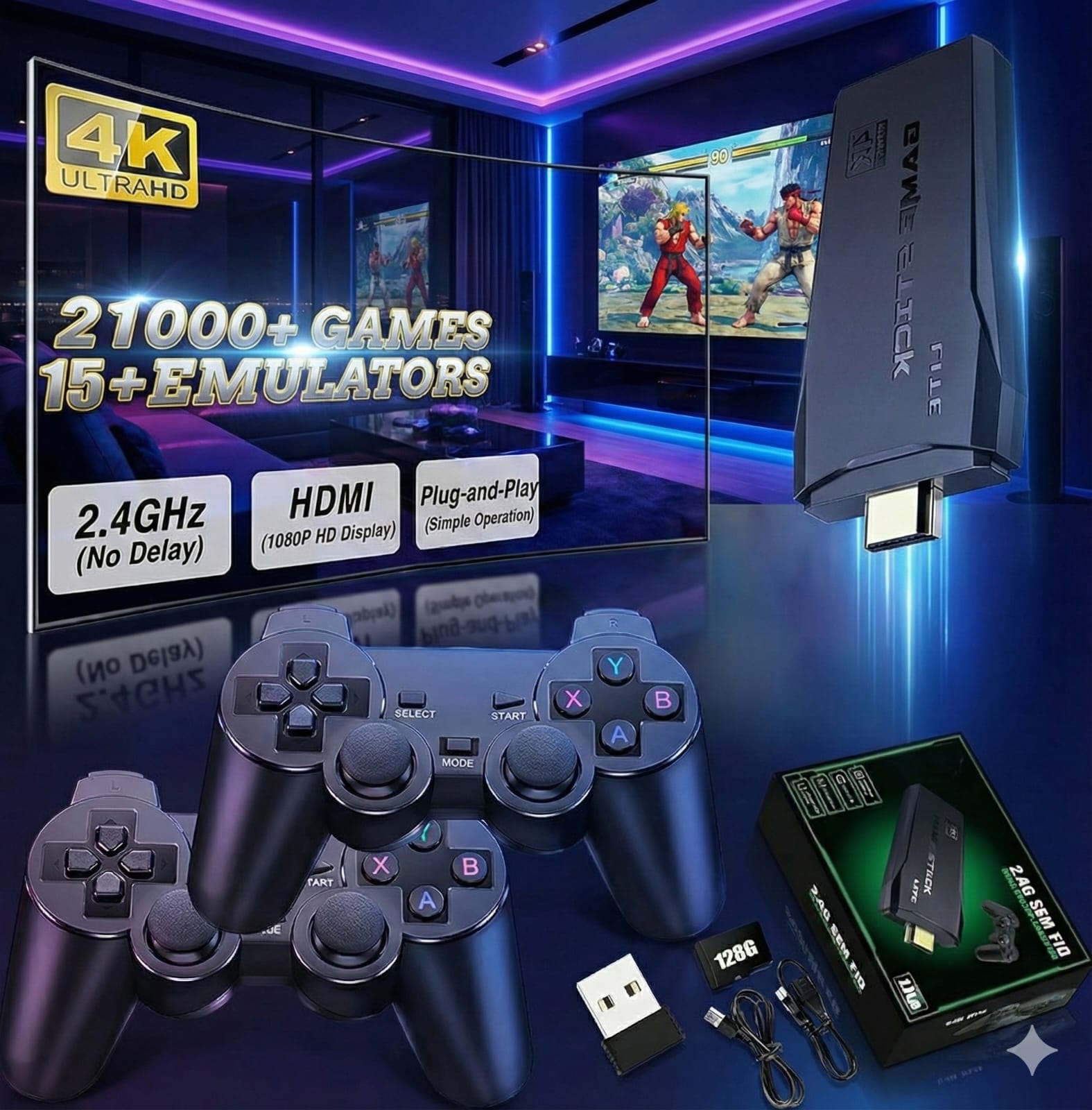 Consola de Juegos Retro 64G con 20000 Juegos, Consola de Videojuegos, Mando Inalámbrico, Salida HDMI TV, Game Stick 4K x2, Regalo para Niños y Adultos - Image 2