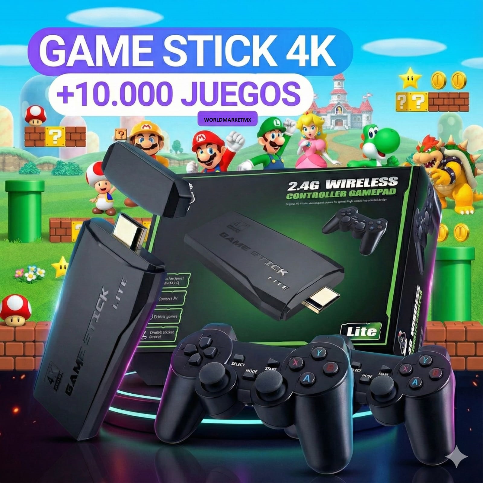 Consola de Juegos Retro 64G con 20000 Juegos, Consola de Videojuegos, Mando Inalámbrico, Salida HDMI TV, Game Stick 4K x2, Regalo para Niños y Adultos